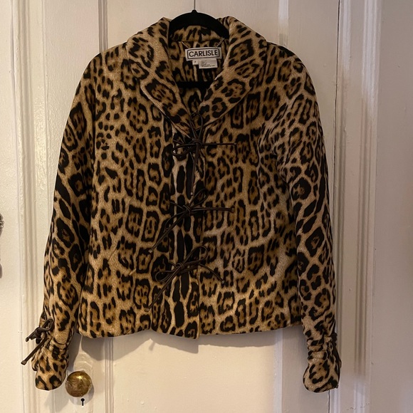 Carlisle Jackets & Blazers - Carlisle Silk Leopard Print Jacket with Leather Tie Details.